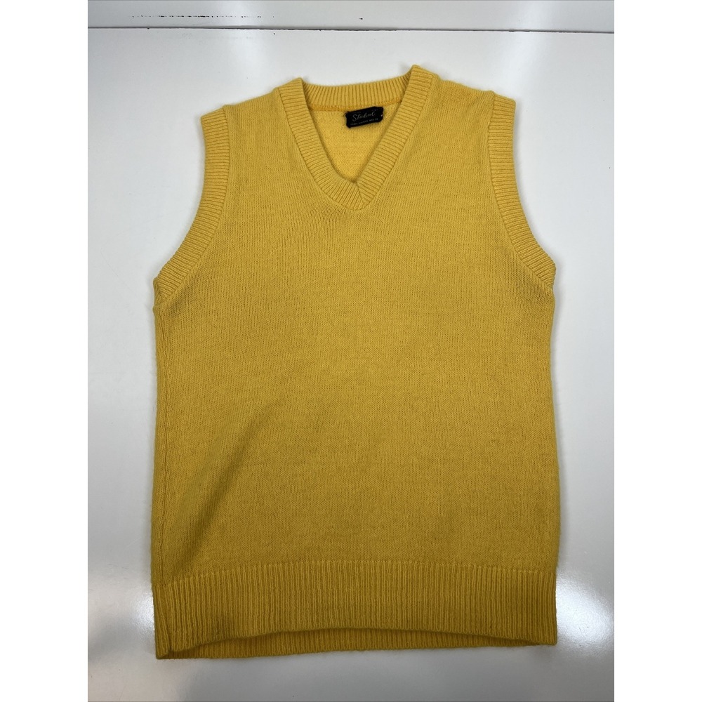 Vintage Sear "Student" Mustard Yellow Knitted Sweater Vest Womens SZ 18